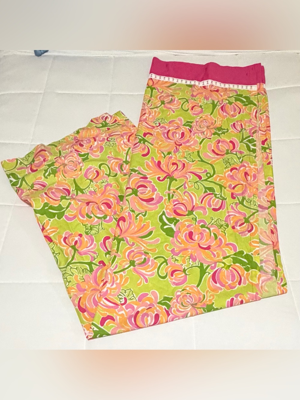 Lilly Pulitzer Garnet Hill Green Floral Cotton Shower Curtain